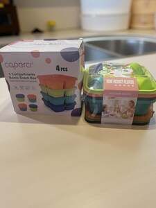 Caperci 5-Compartment Bento Snack Box Set - 4 PCS, Food Grade, BPA-Free